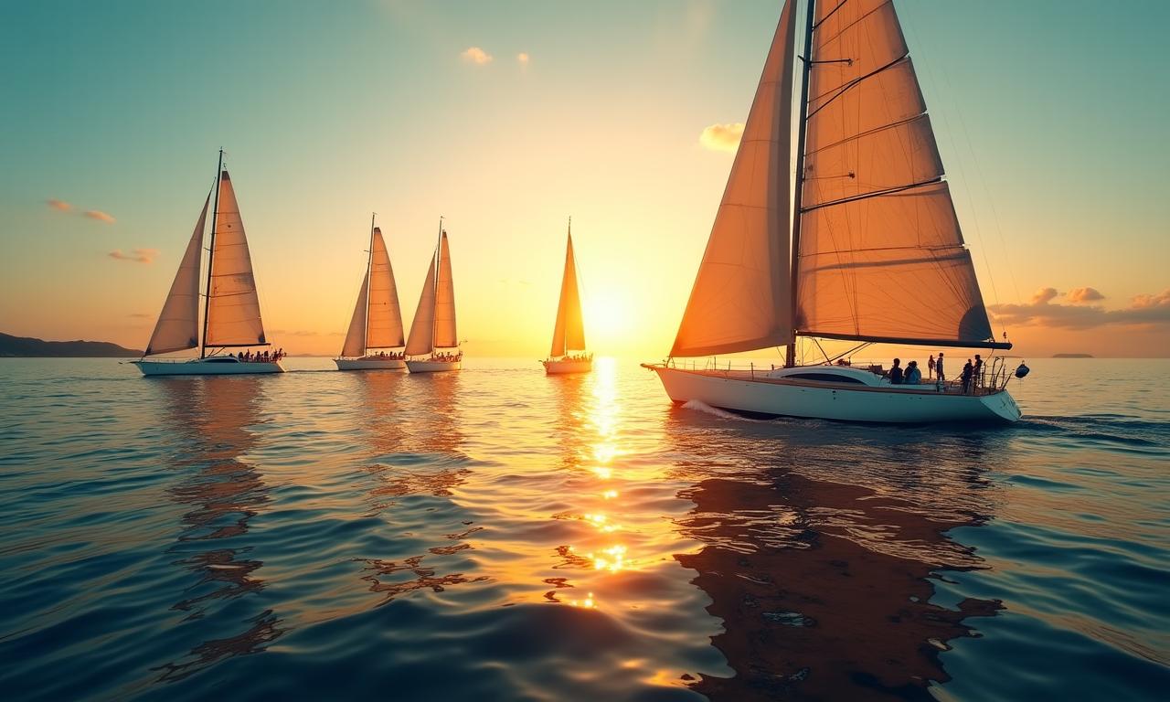 Veleros navegando al atarceder