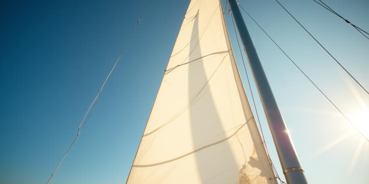 Primer plano de una vela blanca impecable contra un cielo azul de otoño
